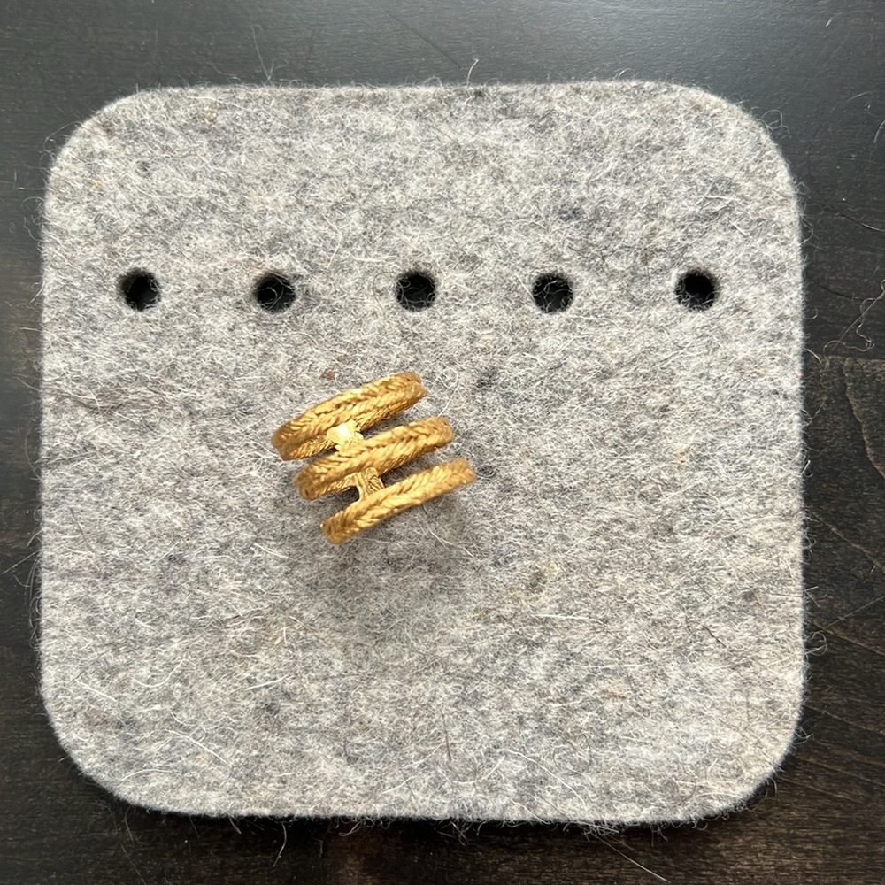 Merewif gold plated brass ring. Size 8
